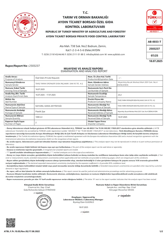 Page 1: sample details