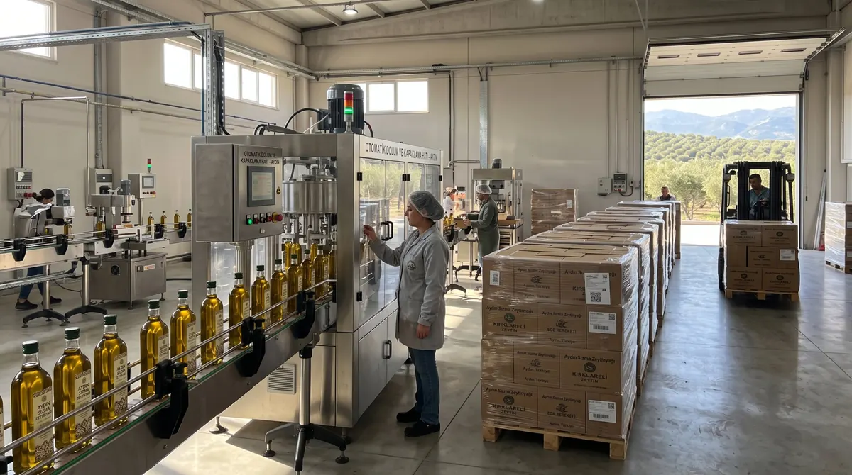 Glass bottle filling line and pallets ready for export