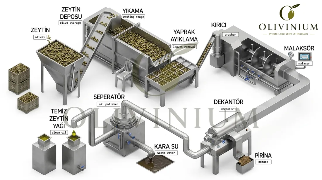 Diagram of the olive oil extraction stages